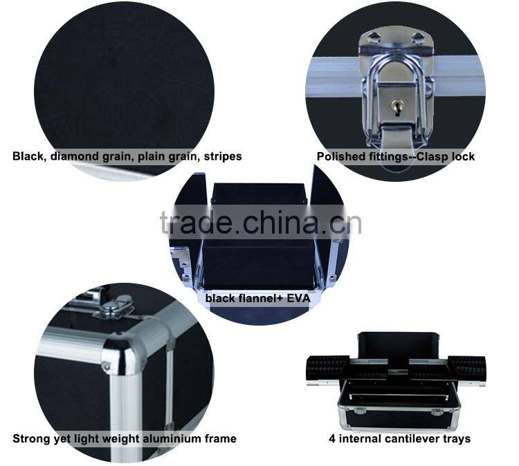 Custom Logo Personalized Lockable Aluminum Frame ABS Lighting Makeup Case With Stand