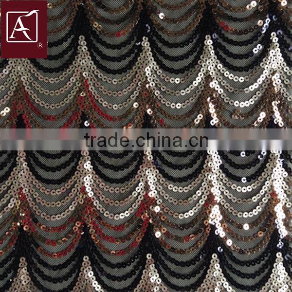 three-color 5MM sequins embroidery mesh fabric