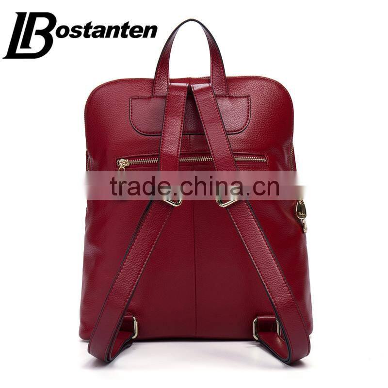 cowhide genuine leather travel backpack women mini backpack bag laptop