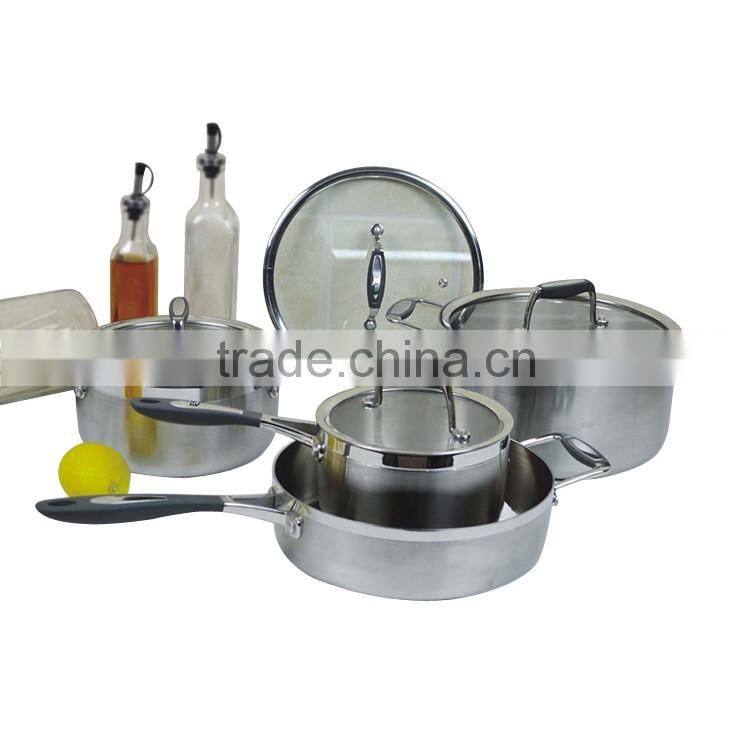 8pcs saucepan, frypan stainless steel pot non-stick cookware set with clear glass lid