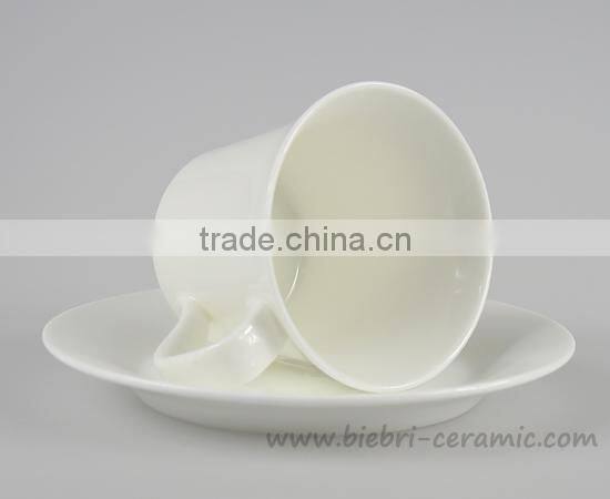 180cc 6oz Plain White Fancy Antique Coffee Cups And Saucers Sets Logo Decal Printing