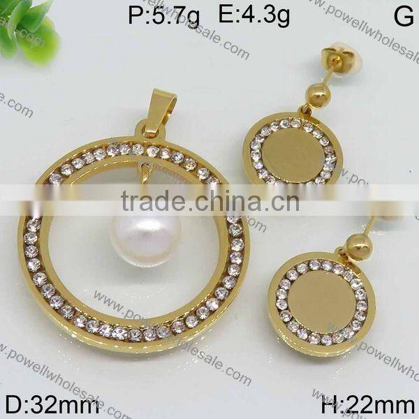 Fashion deisgns round shape gold pated jewelry set wholesale thailand