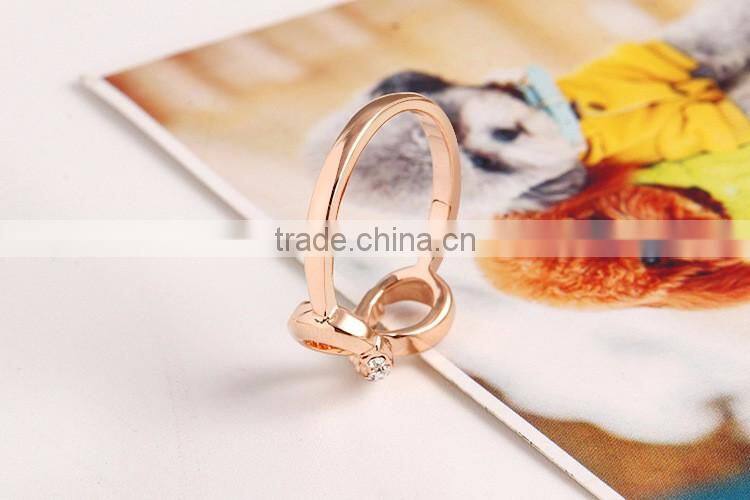 2016 new fashion jewelry 14k real rose gold plated crystal piston ring