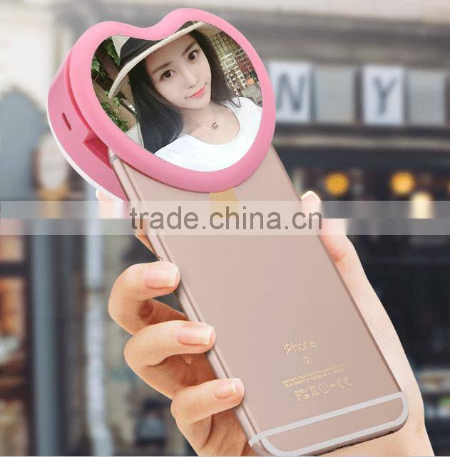 Selfie Ring Light LED Fill Light 3W Cellphone Photo Spot Light 23 LED Charging Portable Selfie Flashlight With Makeup Mirror