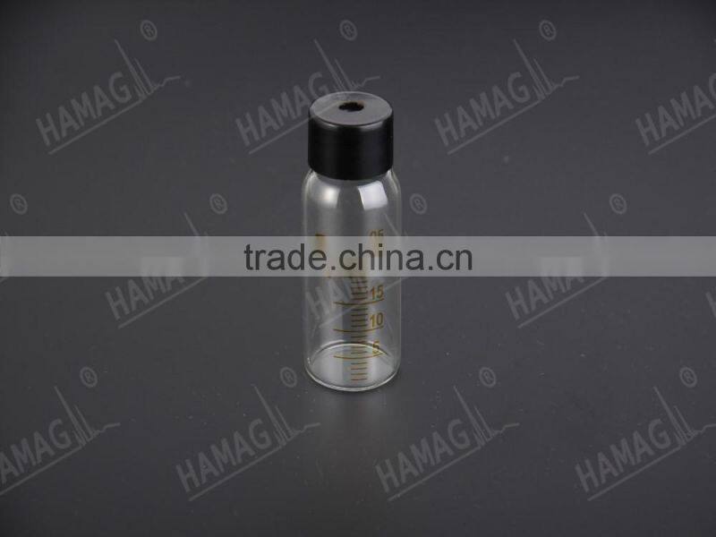 25ml vials high percision screw thread clear glass vials, round bottom, headspace.