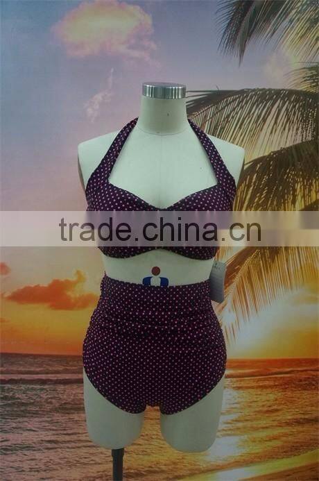 New arrival Dot print fashion retro high waist bikini
