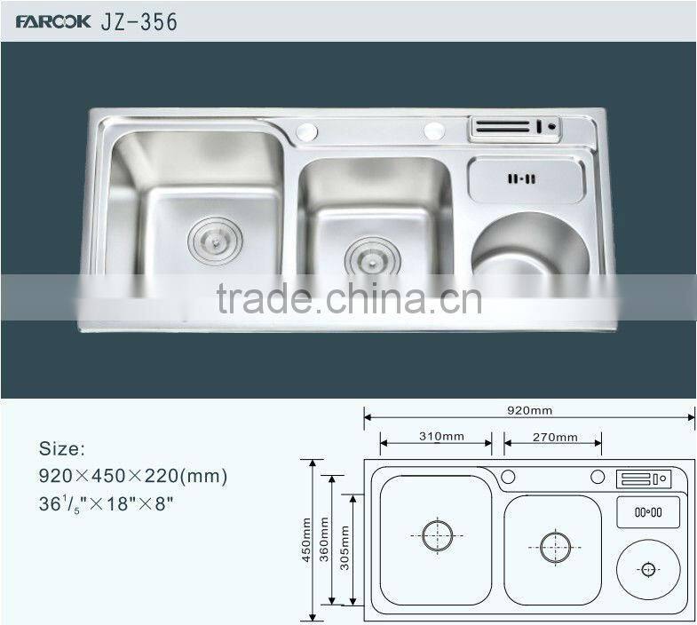 double bowl stainless steel kitchen dishwash sink