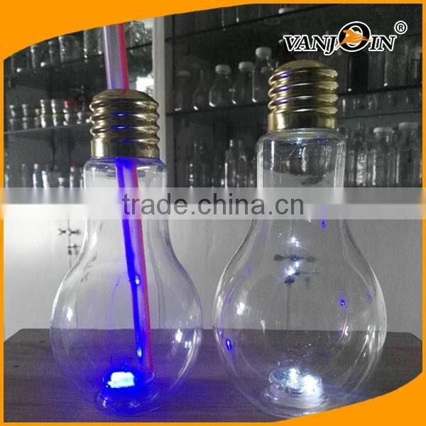 BPA free Wide mouth plastic light bulb bottles 700ml for bubble tea/boba tea