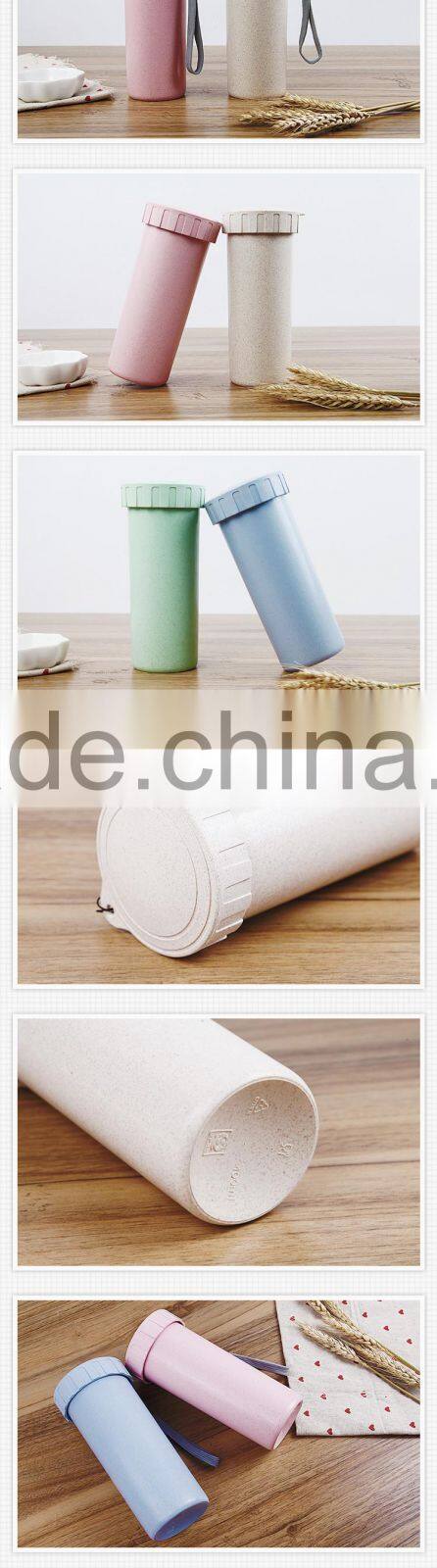 Eco-Friendly CE / EU 400 ML wheat stalks style simple portable drink cup with cover