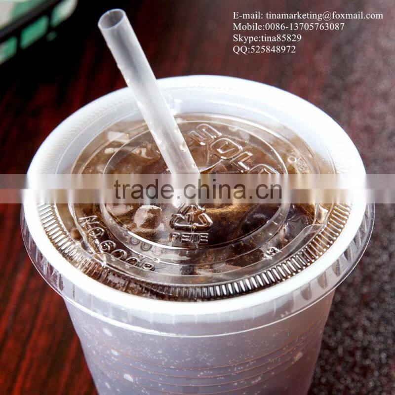 9-10 oz. Clear Flat PS Plastic Lid with Straw Slot for Cold Drink Cup China Manufactory Price