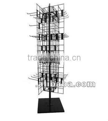 4-Sided Metal Floor Spinner Display Stand with Wire Sign Holder Top-selling