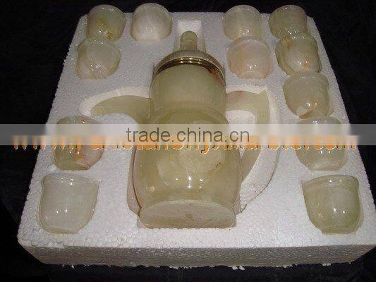 NATURAL COLOR ONYX TEA SETS HANDICRAFTS