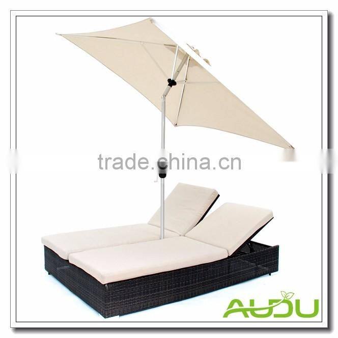 Audu California Rattan Double Lounger Set with Parasol