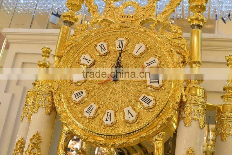Antique 3 Meters Grandfather Clock, Luxury 24K Gold Copper Standing Clock, Home Decorative Grandfather Clock