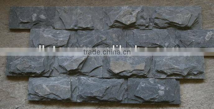 Black Slate Mushroom Stone natural surface Wall Cladding floor covering,Natural decorative stone low price