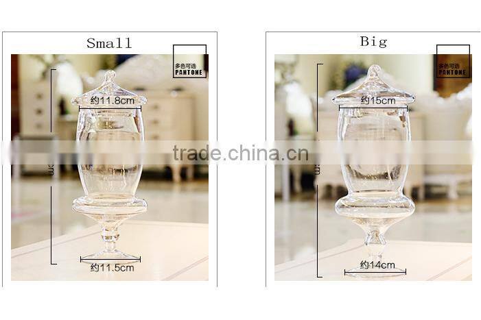 Goblet decorative glass candy jars with lid
