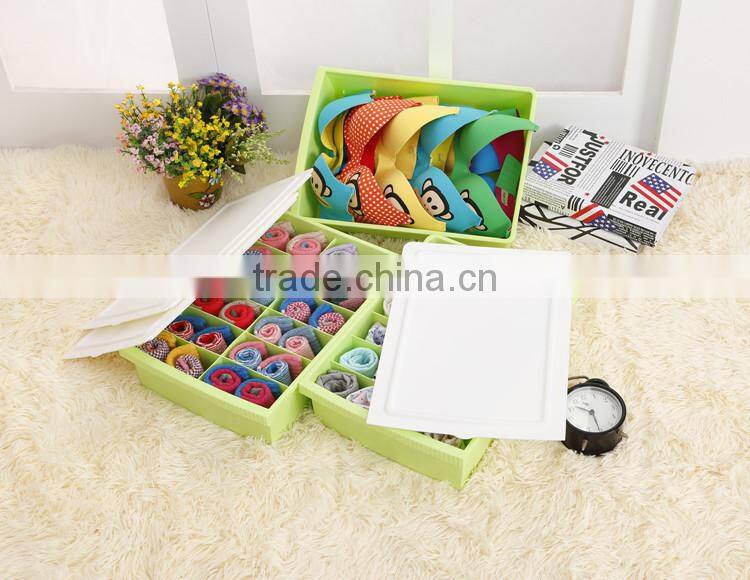 2014 New Colorful Plastic Waterproof Storage Box Set Socks and Underwear Box Design With Three Lid