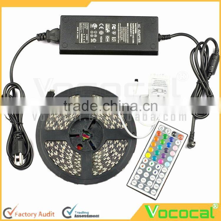 5m Waterproof Flexible 300LEDs Color Changing RGB SMD5050 RGB LED Light Strip Kit + 44Key Remote Controller 220V 5A Europe Plu