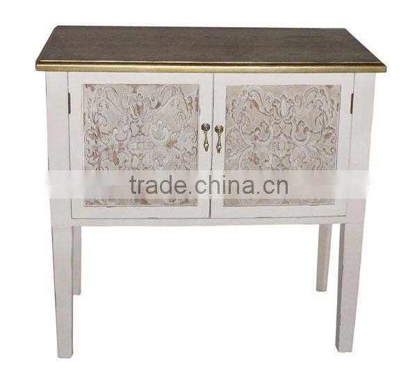 Antique White Finish Wooden Cabinet Retro Wooden Carved Cabinet Cheap Wooden Cabinet Wholesale