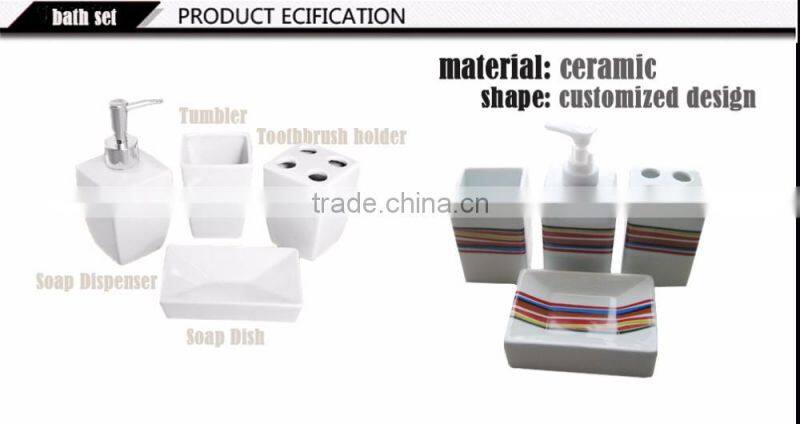 4psc white custom design ceramic bath set, bathroom accessory sanitary set