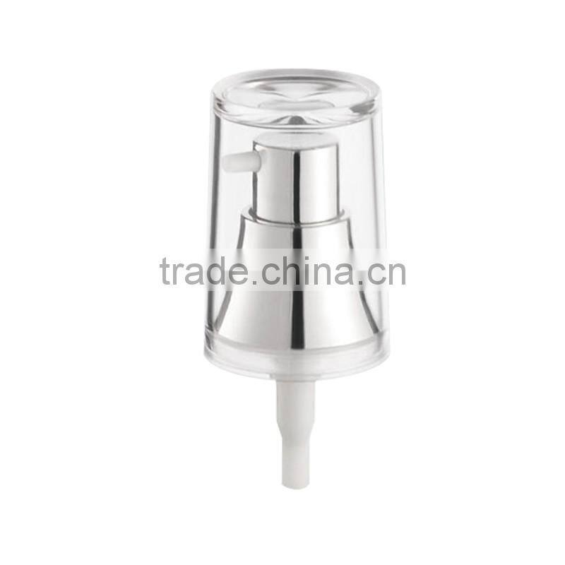 18mm Silver cosmetic treatment pump with overcap