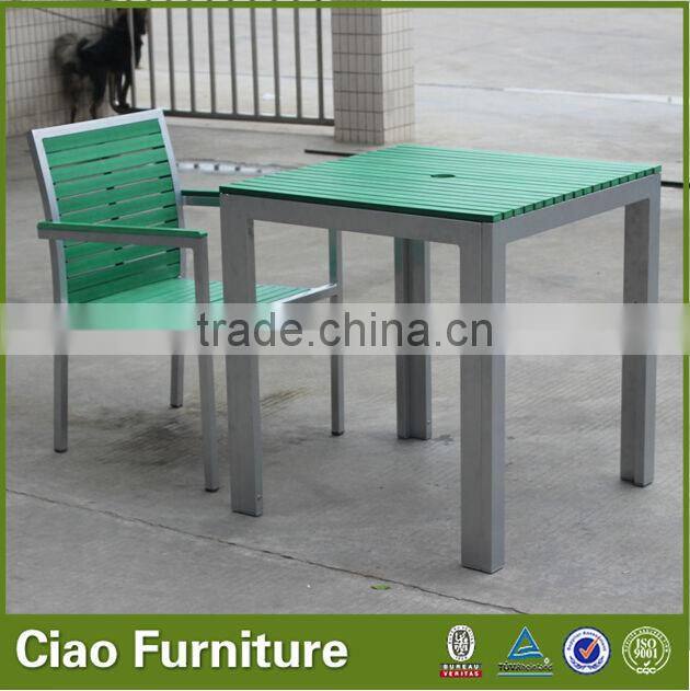 outdoor plastic wood table set garden coffee table and chair