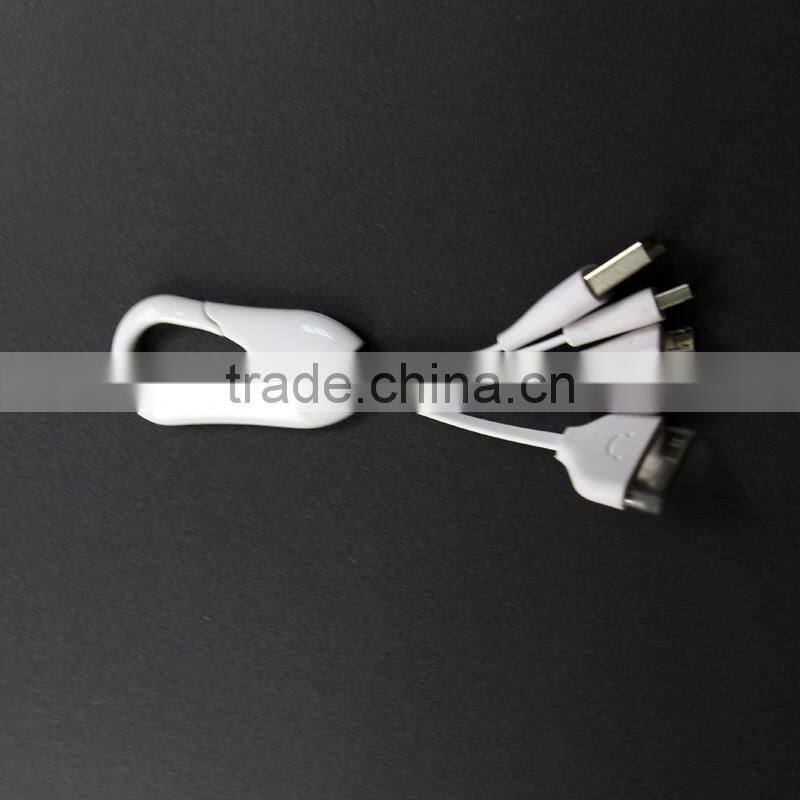 Custom 4 in 1 Multiple Universal USB Charging Cable w/ 8 Pin Lighting / 30 Pin / Micro USB / Mini USB Ports for Iphone 4s 5 5s 6