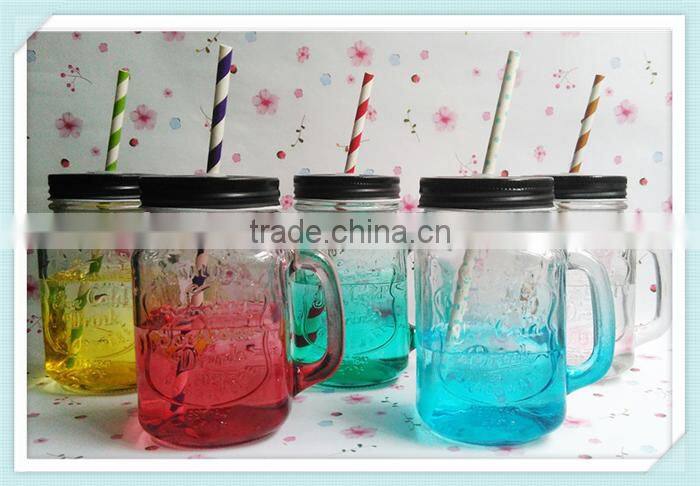 500ml maison glass bottle with metal hole in the centre for straw
