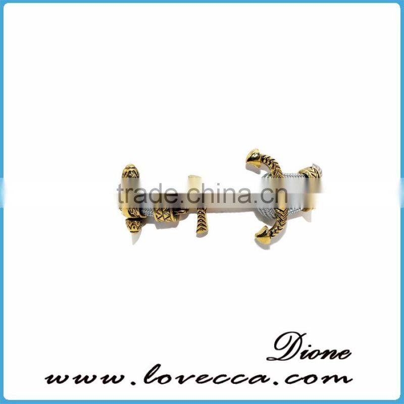 Custom Handmade Men's Genuine Leather Steel Anchor Hook Bracelet