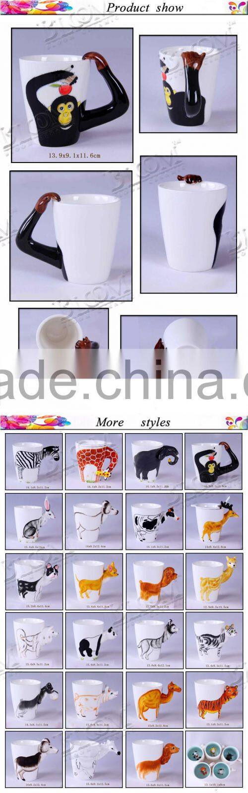 3d custom ceramic animal desgin personalized mug
