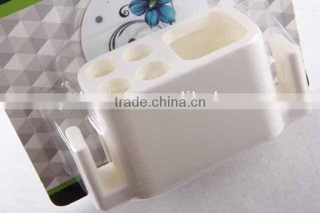 Sticking hook type with 5 holes and 2 hooks plastic toothbrush holder