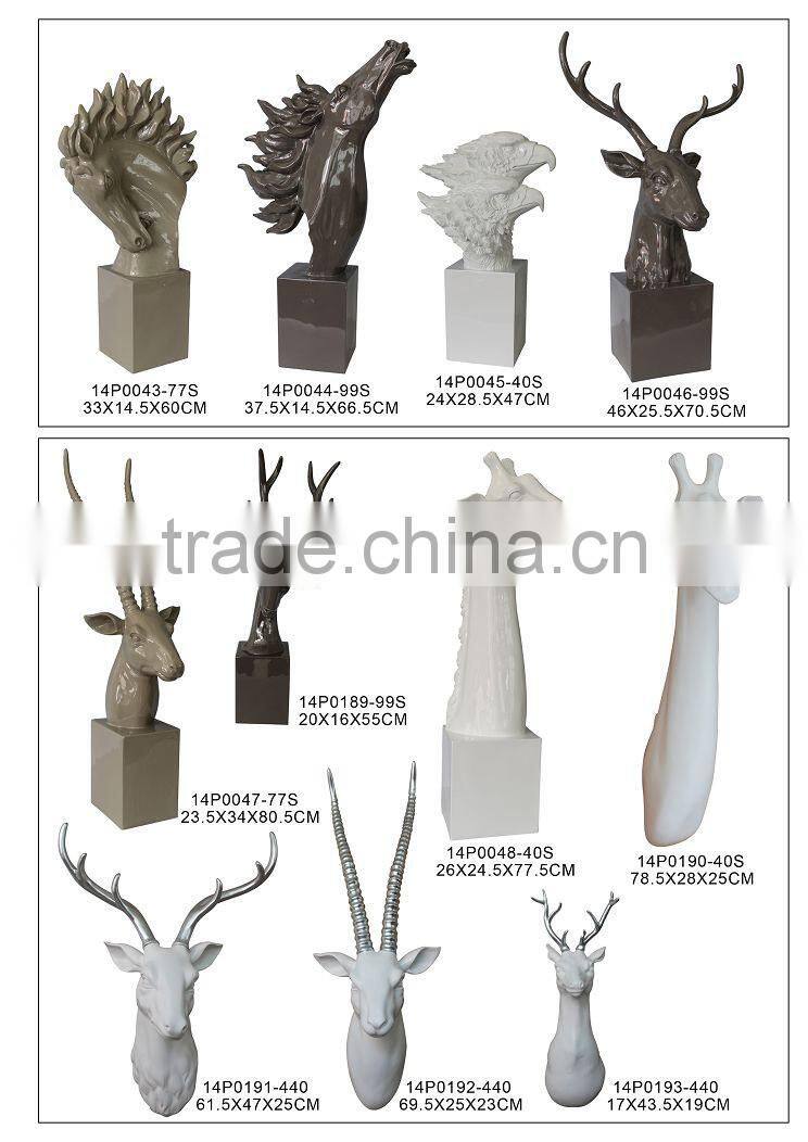 Poly Resin Crook Head Deer Head With Base Figurine