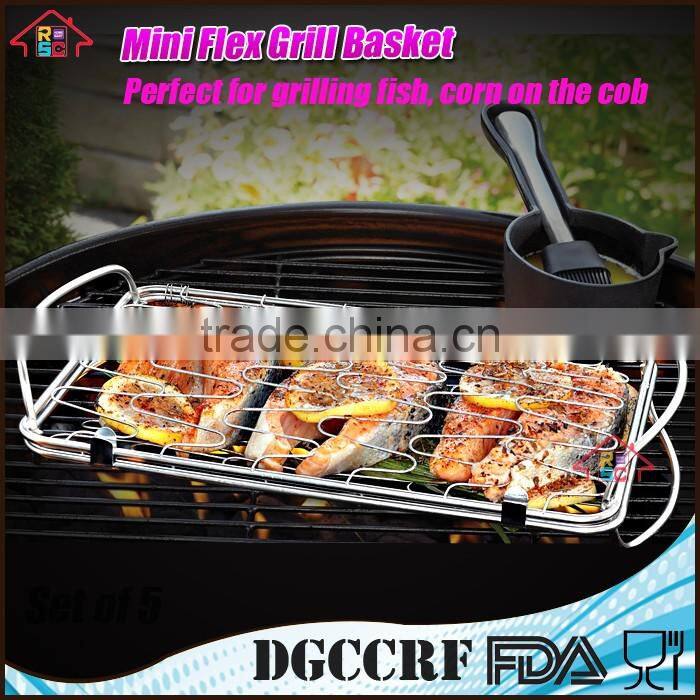 Grill Basket BBQ Accessory for Fish Meat Vegetable