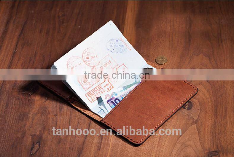 Custom Cheap 100% cow leather passport holder, travel card holder