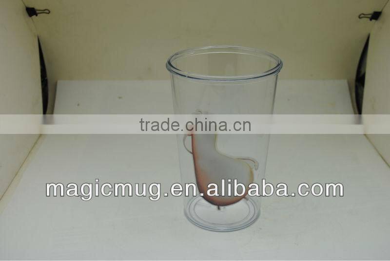 Transparent Plastic Mug with lid and straw