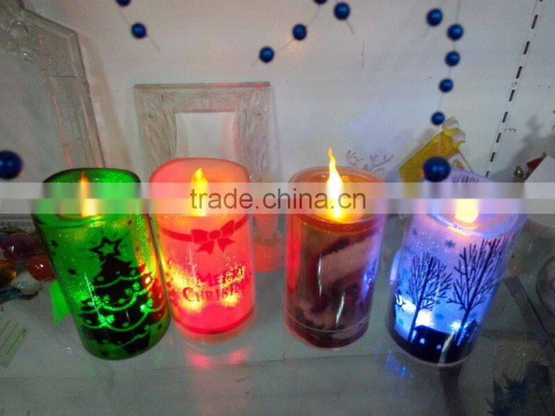 plastic LED battery operated printing Christmas candle decoration