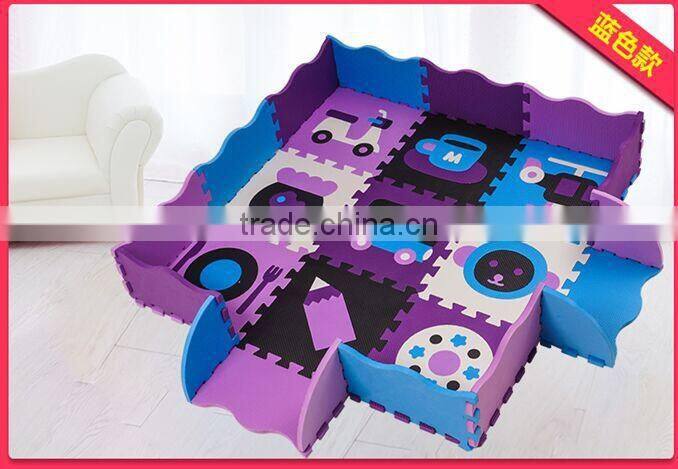hot selling Educational EVA puzzle mat for kids with safety guarder non-toxic , 16pcs