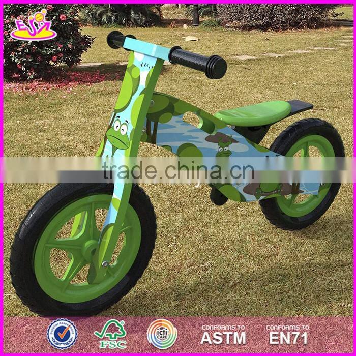 2017 New design original work cartoon wooden balance bike without pedals for toddlers W16C175