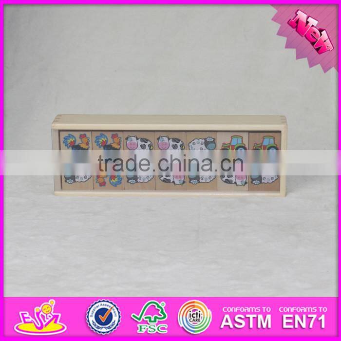 2016 top fashion educational kids wooden domino set for sale W15A073