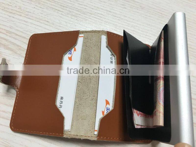 Multi Function Genuine leather/PU Leather & Aluminum Credit Card Holder Slim Metal RFID Protector Wallet