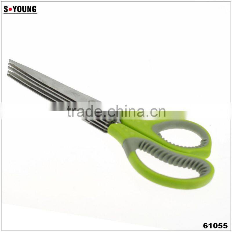 61055 8" New Design And High Quality snipping shearing Plastic Household Kitchen Stainless Steel 5 Blades herb scissors