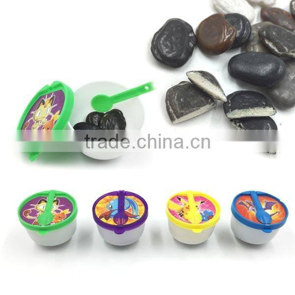 New Type Peppermint Stone Shape Chewing Bubble Gum in Meal Bowl