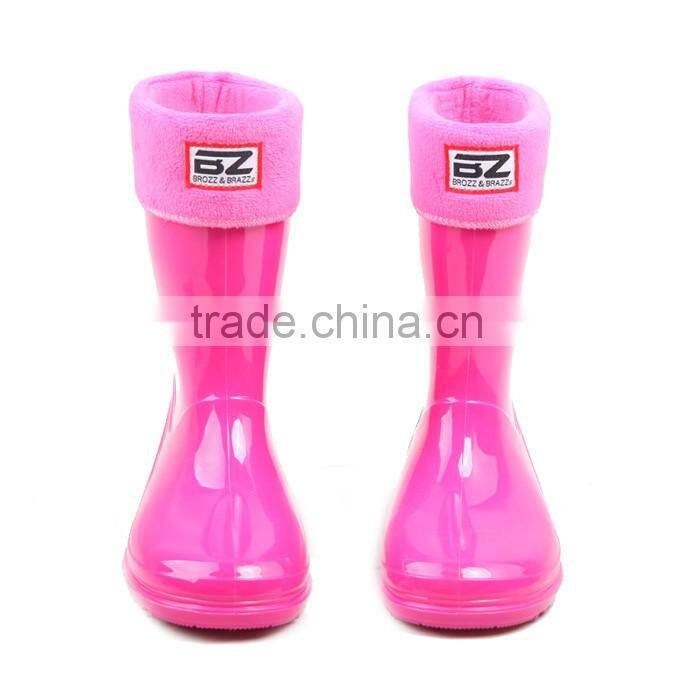 waterproof warm kids girls boys rain boot with fur lining