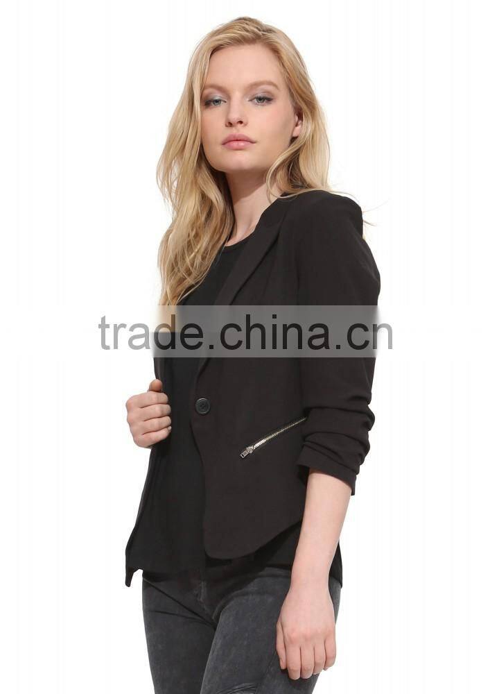 ladies/women white color half sleeve back zip high fashion blazer