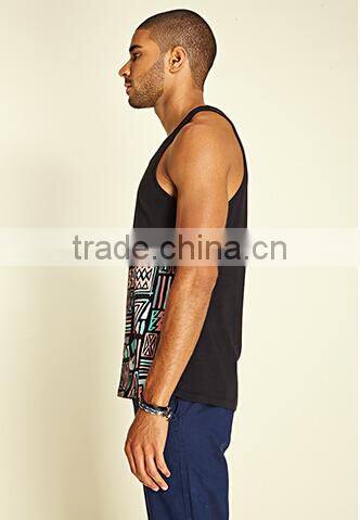Tribal Print Cotton Gym Wholesale Custom Tank Top Men