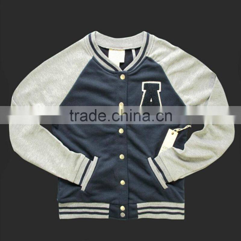 Custom MadeTop Quality Raglan Sleeved With Aplique Of Plain Autumn Baseball Jacket women