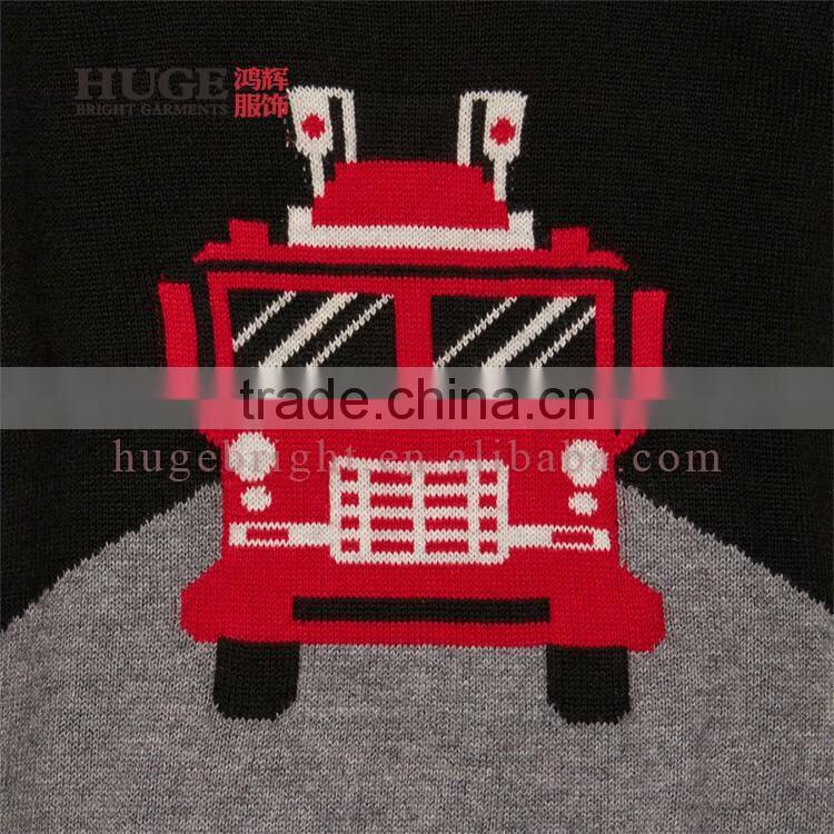 Boys Long Sleeve Fire Truck 100% Cotton Handmade Baby Sweater