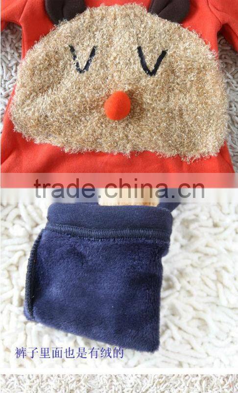 2015children clothing autumn winter Bear Sweater Fleece baby Set hoodie swearer sets