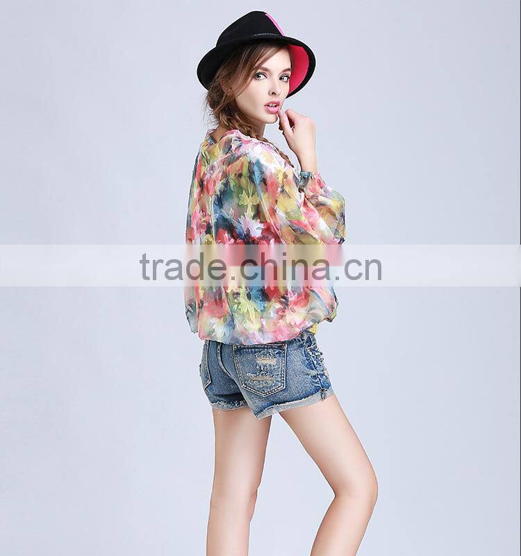 Hot sale summer new applique printed tops