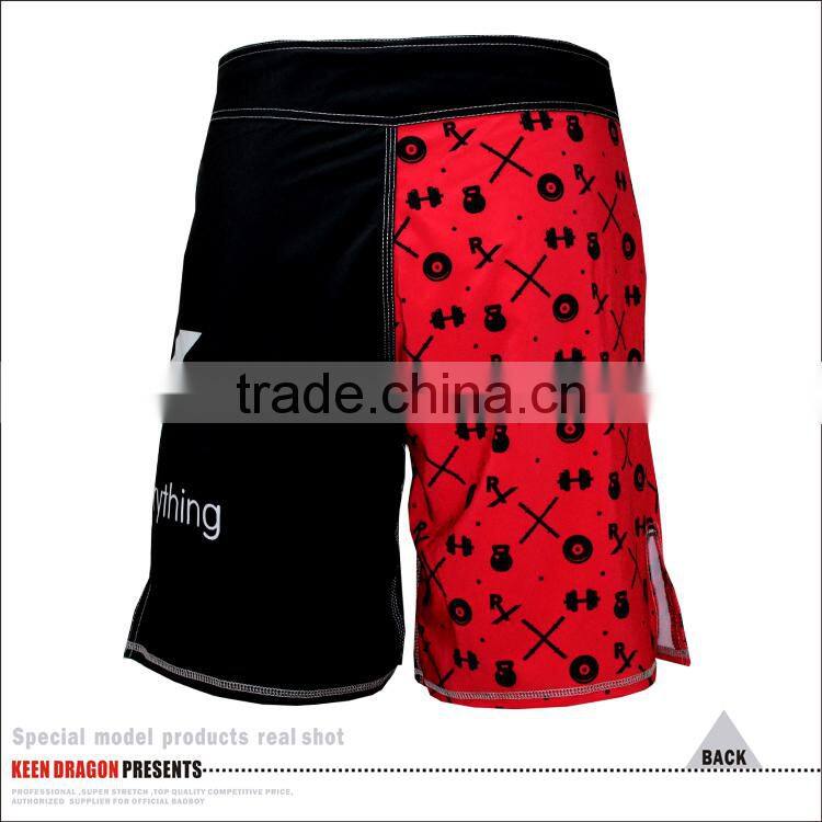 Men's boxing garment black and red 4-way stretch shorts mma fight wear